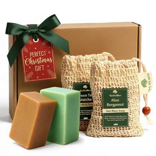 Sea Moss Soap Bar ? Detoxifying Green Tea Matcha & Aloe Bergamot ? All-Natural Handmade Soap for Sensitive Skin, Face & Body ? Holiday Gift or Christmas Stocking Stuffer for Men & Women