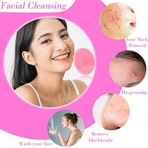 Nuogo 40 Pack Facial Cleansing Brush Face Scrubber Face Exfoliator Exfoliating Brush Soft Silicone Scrubber Handheld Wash Scrub Pad Tool for Deep Cleaning Pore Blackhead Delicate Dry Skin Care Women