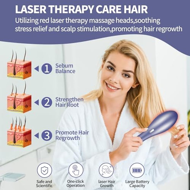 Laser Therapy Hair Growth Comb,Laser Hair Growth Device Electric Scalp Massager, Promote in Women and Men