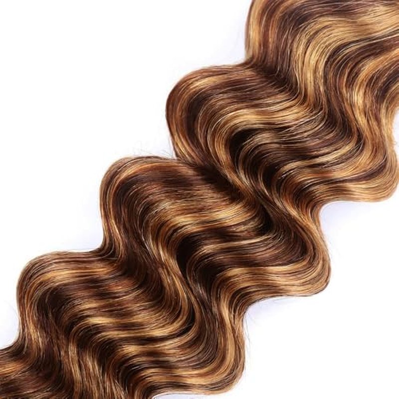 26 28 30 inch Ombre Brown Bundles P430 Human Hair Bundles #4 Deep Wave Bundle Highlight Human Hair Bundle 3 Tone 300g