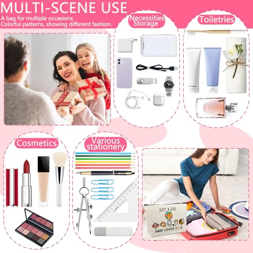 DJOLY Cat Lover Gifts for Women Makeup Bag, Cute Themed Lady Gifts for Girls, Accessories Cosmetic Pouch for Teens Kids Daughter Sister, Funny Mom Birthday Christmas Decorations