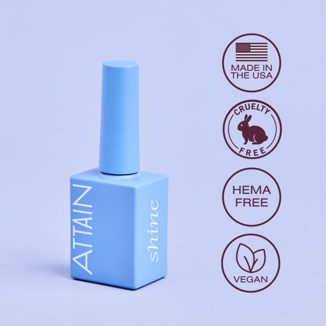 ATTAIN Shine- MADE IN THE USA Universal Tack-Free Top Coat, Hypoallergenic, Professional Quality