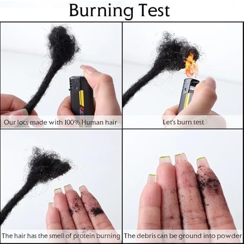 Short Loc Extensions Human Hair Dreads Extensions Dreadlock Extensions for Men Women 0.6 cm 4 Inch 60 Strands Handmade Permanent Locs Extension Natural Black Locs Hair Extensions Can be Dyed Bleached