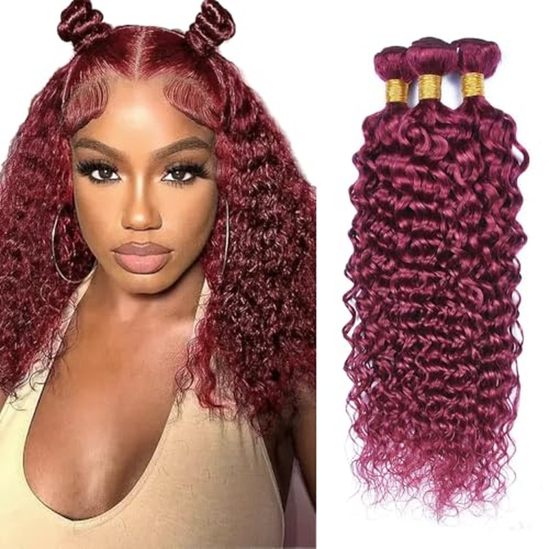 26 28 30 inch LadrXadr 99J Bundles Human Hair Burgundy Water Wave 3 Bundles 99J Water Wave Bundle Human Hair Extensions