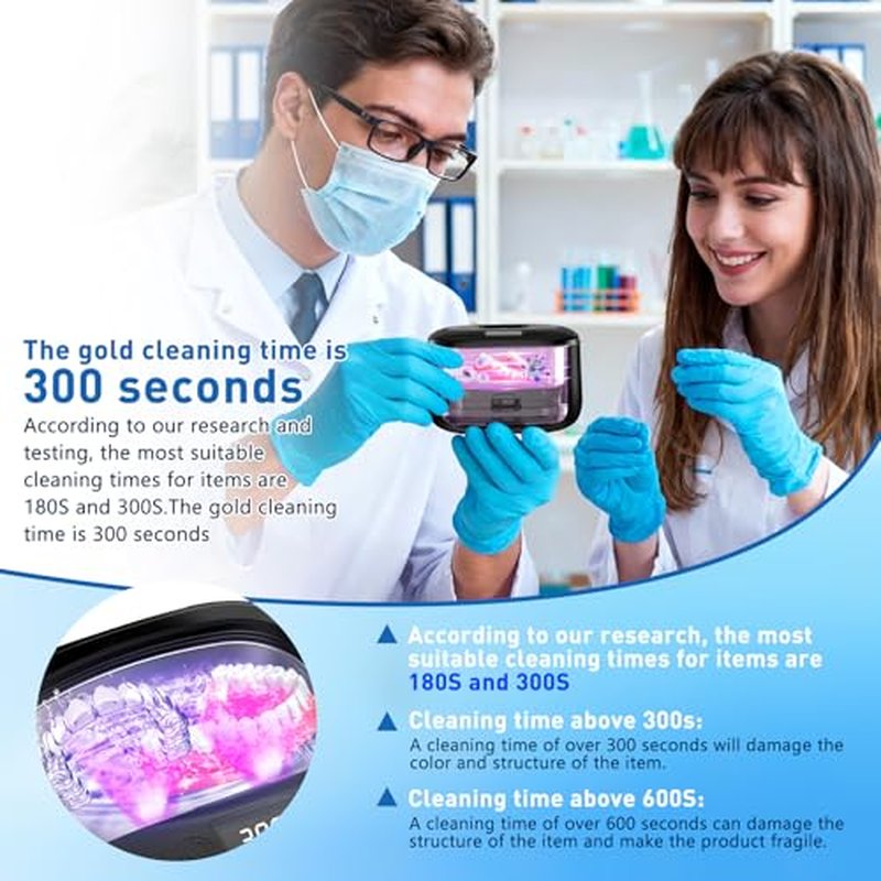 Ultrasonic Retainer Cleaner, Upgraded Wireless Professional Sonic Dental Cleaning Machine, Dental Cleaning Pod Night Guard Cleaner for Dentures, Retainers,Aligner, Mouth Guards, Jewelry, Black