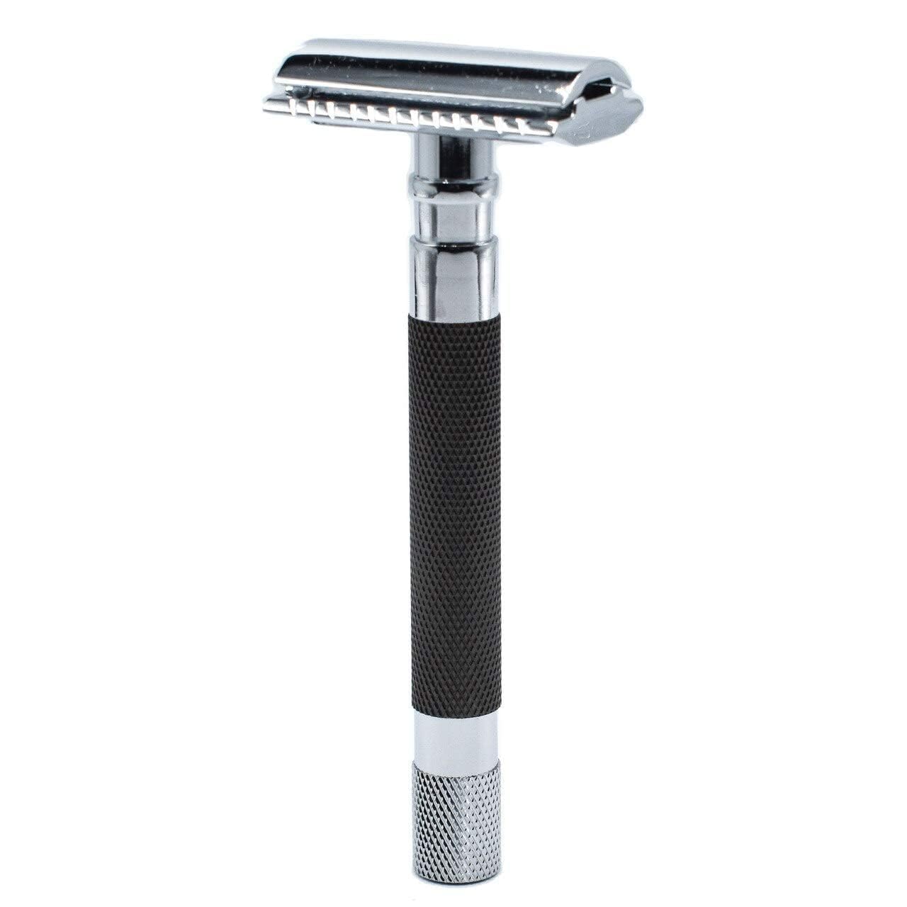 Parker 56R Heavyweight Double Edge Safety Razor with 5 Parker Premium Platinum Stainless Steel Razor Blades – Classic 3 Piece Design (Graphite)