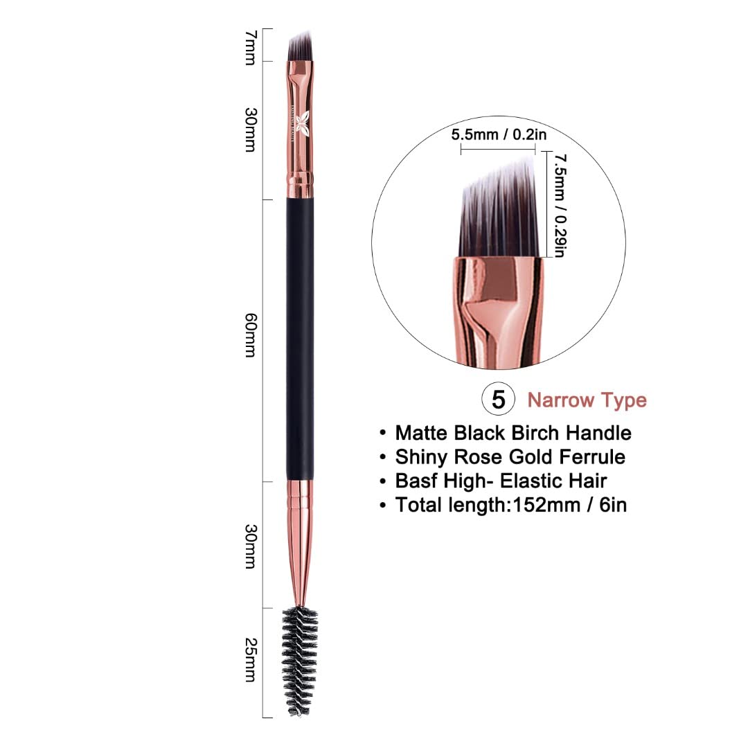 Dual-Ended Eyebrow & Lash Tint Brush – Angled Tip with Spoolie Comb for Henna by Existing Beauty