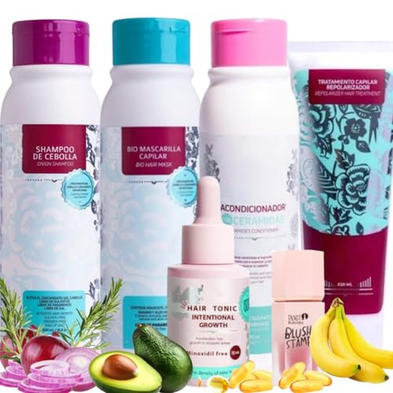 Kit Crecimiento Intensivo y Reparaci?n: Shampoo de Cebolla, Biomascarilla Capilar, Acondicionador para Cabello, Tratamiento Repolarizador, T?nico Capilar Crecimiento Intensivo (5 productos+Obsequio)