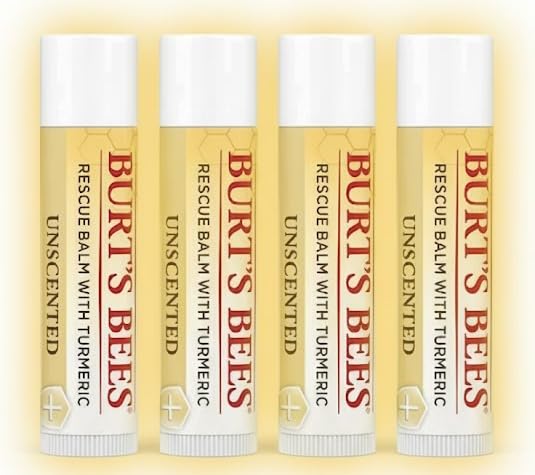 Burt's Bees Unscented Lip Balm | Antioxidant-Rich Turmeric, 100% Natural, 4-Pack
