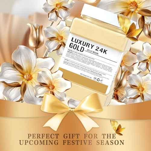 Jelly Mask Powder for Facials,24K Gold Anti-Aging & Firming Jelly Face Mask Hydrating Brighten Professional Peel Off Hydro Face Mask Powder DIY Spa Salon 23 Fl Oz Jar