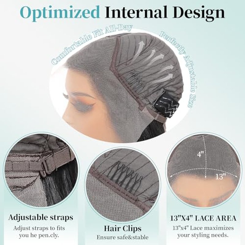 Synthetic Lace Front Wig 13x4 HD Lace Layered Hairstyle Pre Plucked Hairline Straight Long Black Glueless Wigs for Black Women 26 Inch Beginner Friendly
