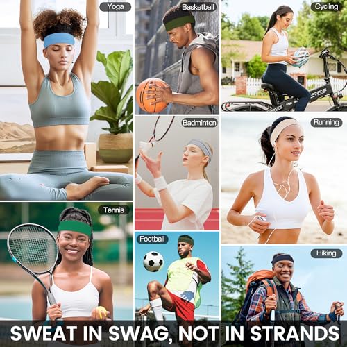 10 PCS Headbands for Women - Fashion Non Slip Cotton Headbands for Women and Men Perfect for Sports and Outdoor Activities in Summer,Including Running, Yoga, Cycling, Gym Workouts