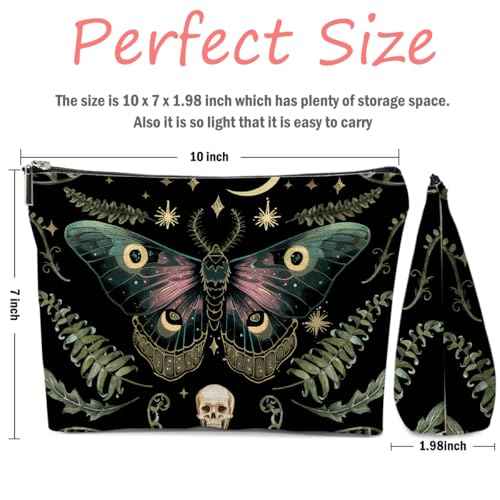 Night Butterfly Moth Makeup Bag, Butterfly Gifts Cosmetic Bag Gothic Travel Pouch, Witchy Gifts for Women Girls Daughter Sisters Coworker Friends Bestie Friendship Graduation Birthday Gifts