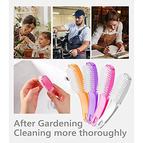 Nail Brush for Cleaning Fingernails, 4Pack Handle Grip Nail Brushes Fingernail Brush for Cleaning Nail Scrub Brush for Toes and Nails Women Men (Color1)