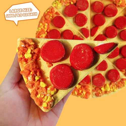 Pizza Bath Bombs Set of 8 Slices ? Large Fizzies for Relaxing Bubble Bath, Handmade Spa Gift for Women, Men & Kids ? Fun Pizza-Shaped Aromatherapy Bath Bomb Gift Set