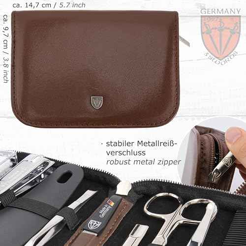 3 Swords Germany - brand quality 10 piece manicure pedicure grooming kit set for professional finger & toe nail care tweezers file clipper fashion leather case in gift box, Made by 3 Swords (01610)