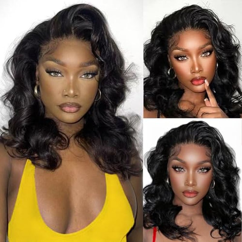 13x6 Lace Front Wigs Human Hair Pre Plucked 200% Density 16 Inch Body Wave Lace Front Wigs for Women HD Transparent Glueless Wigs Human Hair Pre Plucked with Baby Hair