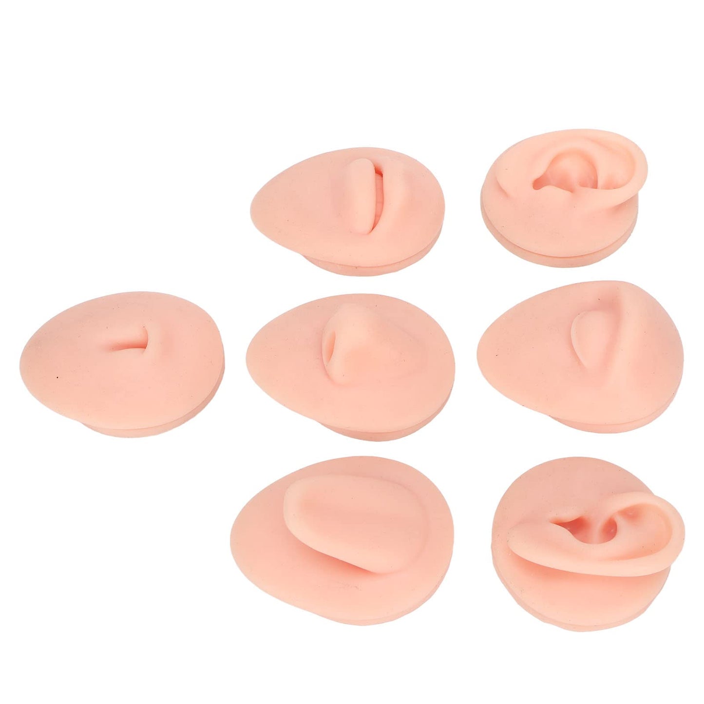 Fayelume 7PCS Piercing Practice Model Kit, Silicone Body Part Model For Piercing, Body Piercing Practice Model Kit Simulation Ear Eye Nose Mouth Tongue (Light Skin Colour)