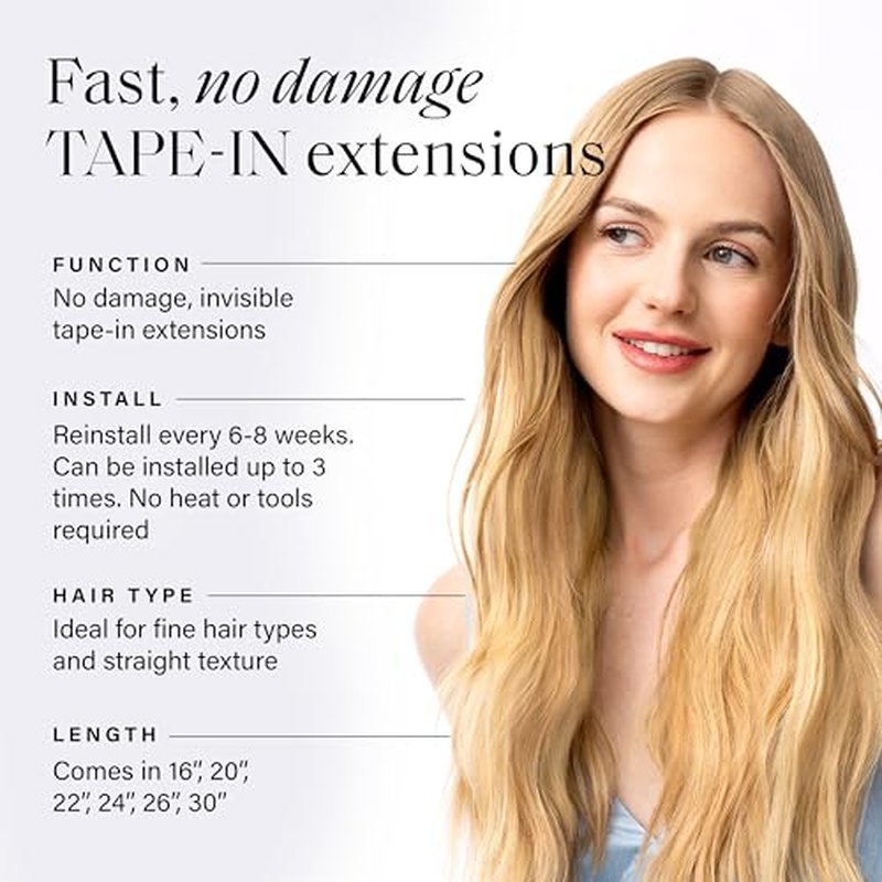 Luxy Tape-In Hair Extension Collection 20", 50g, Platinum Pearl Blonde, 20 pieces