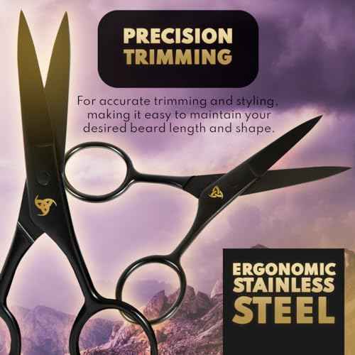 Woden Beard Maintenance Kit - Premium Luxury Black Beard Brush and Comb Gift Set | Mustache and Beard Scissors, Boar Bristle Beard Brush, Fine-Tooth Pearwood Beard Comb, Travel Bag and Gift Box