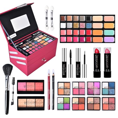 FantasyDay All in One Makeup Kit for Women Full Kit Girls Makeup Gift Sets Xmas Essential Bundle Include Eyeshadow Palette Lipstick Blush Concealer Eyeliner Mascara Foundation Brush Eyebrow Pencil