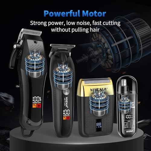 HIENA PRO Professional Hair Clipper Set for Men, Cordless Barber Clippers Set and Trimmer Kit, Foil Shaver & Men's Facial Grooming Tool, USB Rechargeable Electric Beard Trimmer & Nose Hair Trimmer Kit