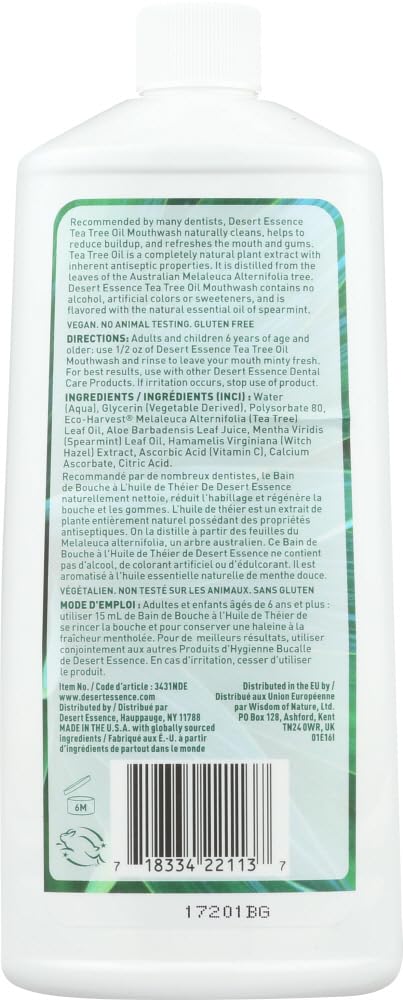 Desert Essence MOUTHWASH,Tea Tree,Refill, 16 FZ(Pack of 3)