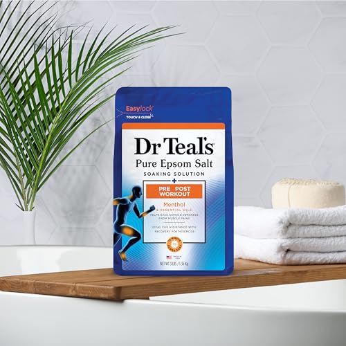 Dr Teal's Epsom Salt Magnesium Soak, Pre & Post Workout with Menthol & Essential Oils, 3 lbs