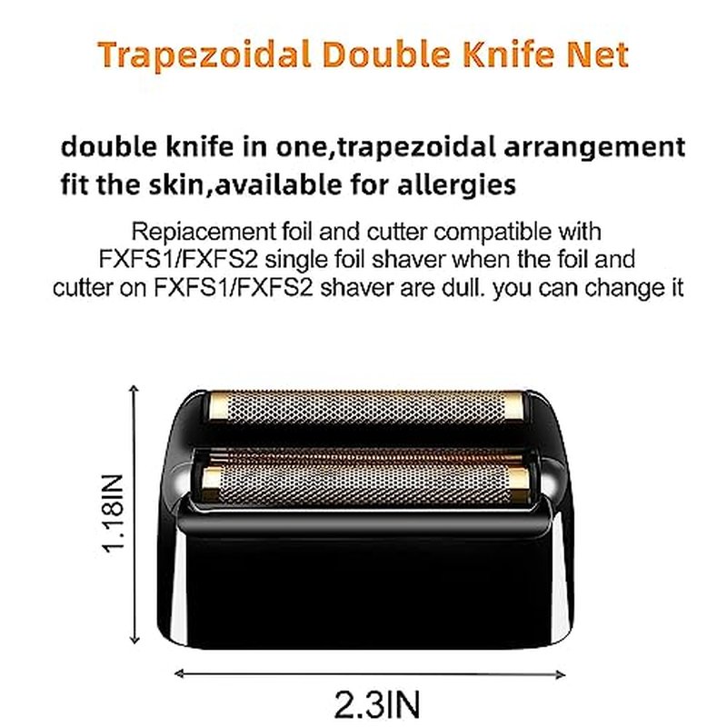 Replacement Foil and Cutters Compatible with BaBylissPRO Double Foil Shaver, Replacement Foil Compatible with BaBylissPRO FXFS2 Shaver, 4 counts (Black)