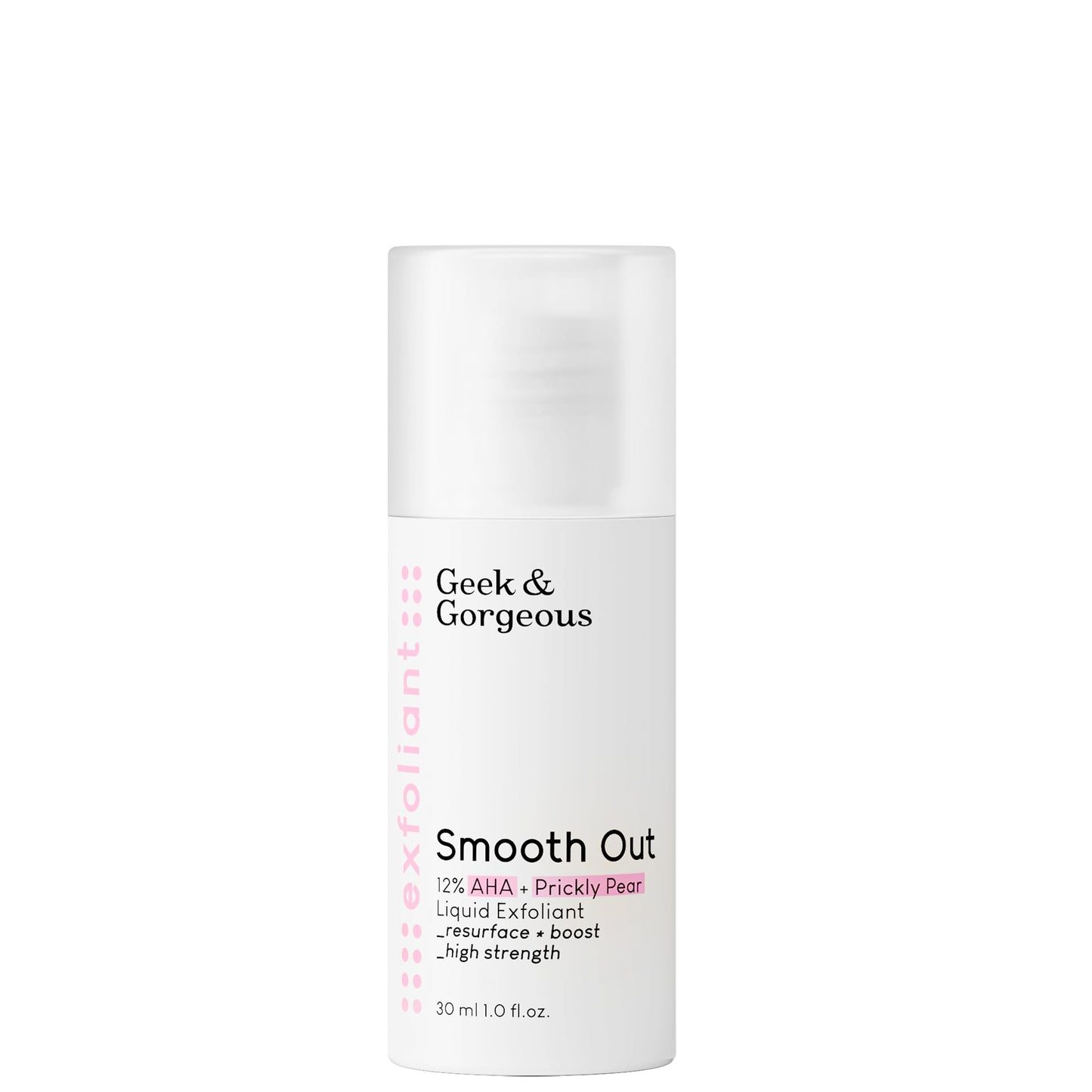 Geek & Gorgeous – Smooth Out – 12% AHA Exfoliating Liquid with Glycolic & Lactic Acid – Promotes Smoother, Brighter Skin – With Nopal Cactus Extract –1 oz