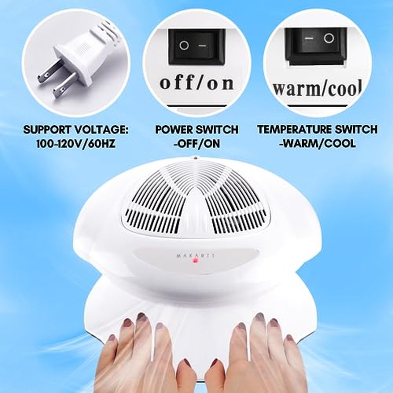 Makartt Nail Dryer for Regular Polish & Acrylic Nails, Professional 400W Quick Dry Air Fan with Auto Sensor, Warm & Cool Wind Nail Polish Dryer, Must-Have Nail Tech Supplies for Salon or Home