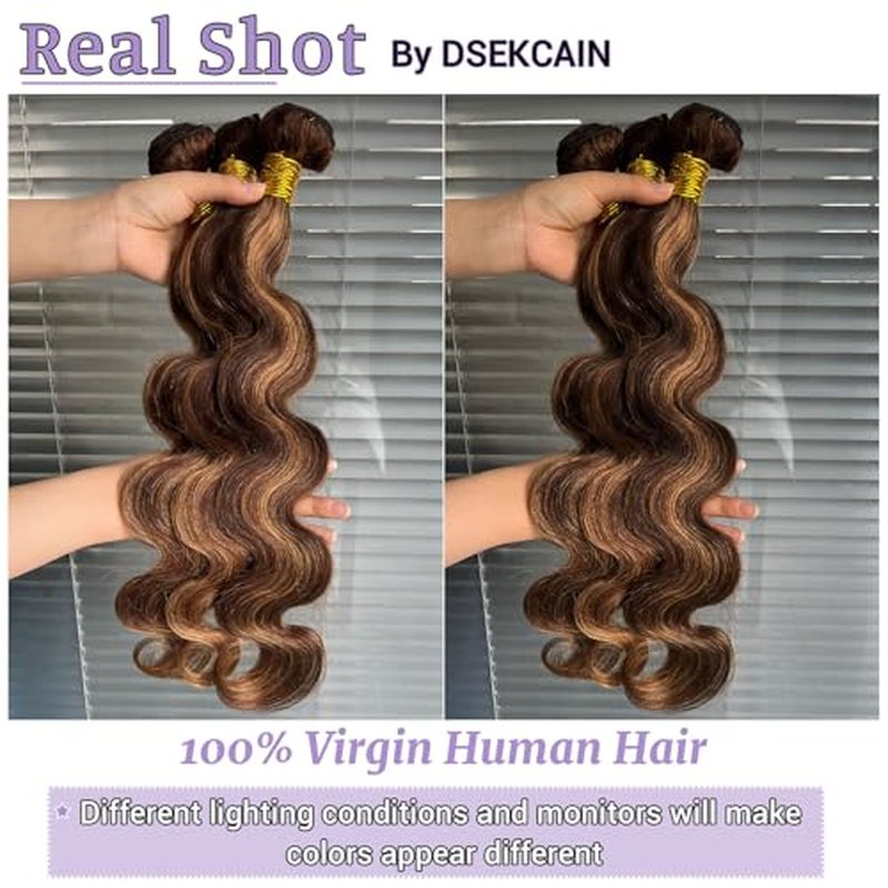 Highlight P4/27 Body Wave Bundles Human Hair 100% Unprocessed Raw Material Body Wave Human Hair Bundle For Quick Weave Double Weft Brown Honey Blonde Piano Color 14 16 18 Inch