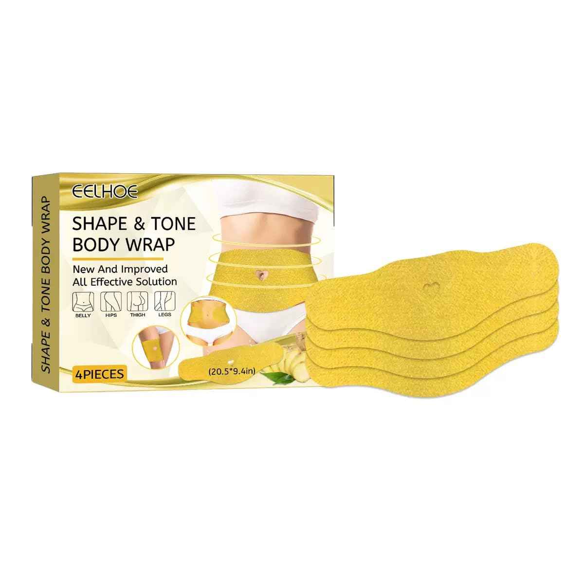 Shape & Tone Ginger Body Wrap - Mess Free - 4 Strips for Targeted Results