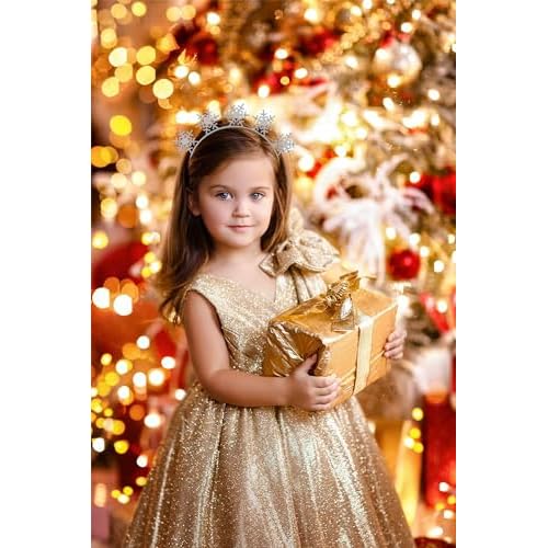 Christmas Snowflake Headband Rhinestone Snowflake Bow Crown Tiara Hairband Headpiece Hair Clip Xmas Party Accessories Gifts (snowflake hairband earrings)