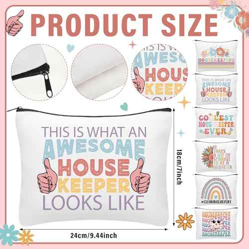 Kacctyen 24 Pcs Christmas Housekeeping Gifts Bulk 12 Thanksgiving Makeup Bag 12 Retractable Badge Reels Housekeeping Appreciation Gift for Housekeeper Cleaner Staff Team Employee Coworker Custodian