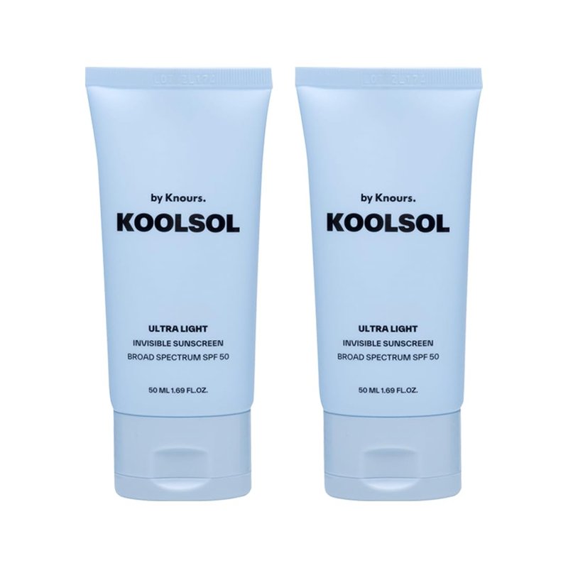 Koolsol by Knours Ultra-Light Invisible Sunscreen SPF 50, Water-Resistant, Moisturizing for All Skin Types, Korean Innovation 2 Pack (50ml /1.69 fl. oz. Each)