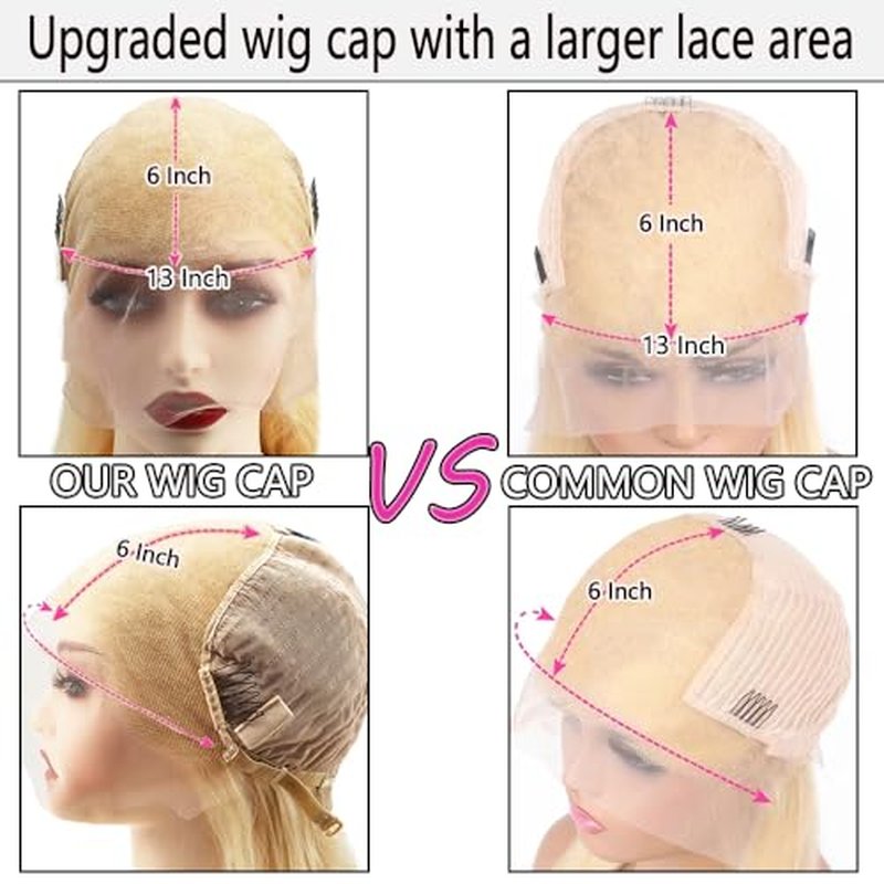 613 13x6 Lace Front Wig Human Hair Blonde Body Wave Glueless HD Lace Frontal Wigs Pre Plucked with Baby Hair for Black Women 180% Density 28 Inch