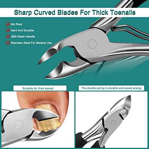 6Pcs Toenail Clippers for Thick Toenails Ingrown Nail Clippers, Large Toe Nail Clippers, Heavy Duty Toe Nail Clippersfor Seniors Toenail Clippers Set with Long Handle for Men