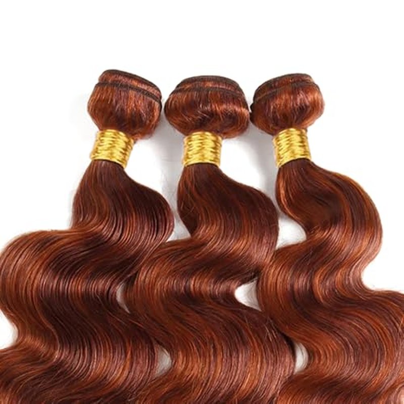 P33/350 Bundles Highlight Ginger Brown Body Wave Human Hair Bundle Two Tone Reddish Brown Mixed With 350 Orange 3 Bundles 26 28 30 Inch Ombre Copper Bundle