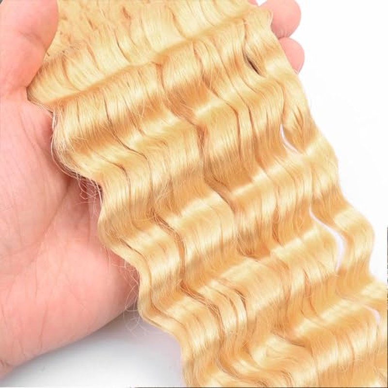 QTHAIR 16A Deep Wave Bulk Human Hair For Braiding(20Inch 100g)#613 Blonde 100% Unprocessed Brazilian Deep Wave Bundles Virgin Hair Extensions Two Bundles Micro Braiding