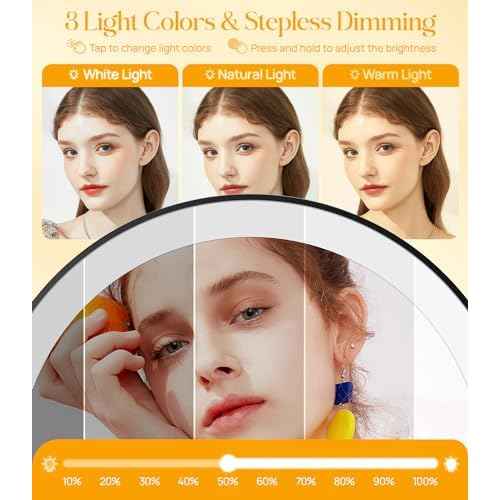 Gospire 5.85¡± Tripod Travel Makeup Mirror with Lights and Magnification 1X/10X, 4 in 1 Winding Hanging Handheld Tabletop, 3 Light Colors and Adjustable Brightness ? Black