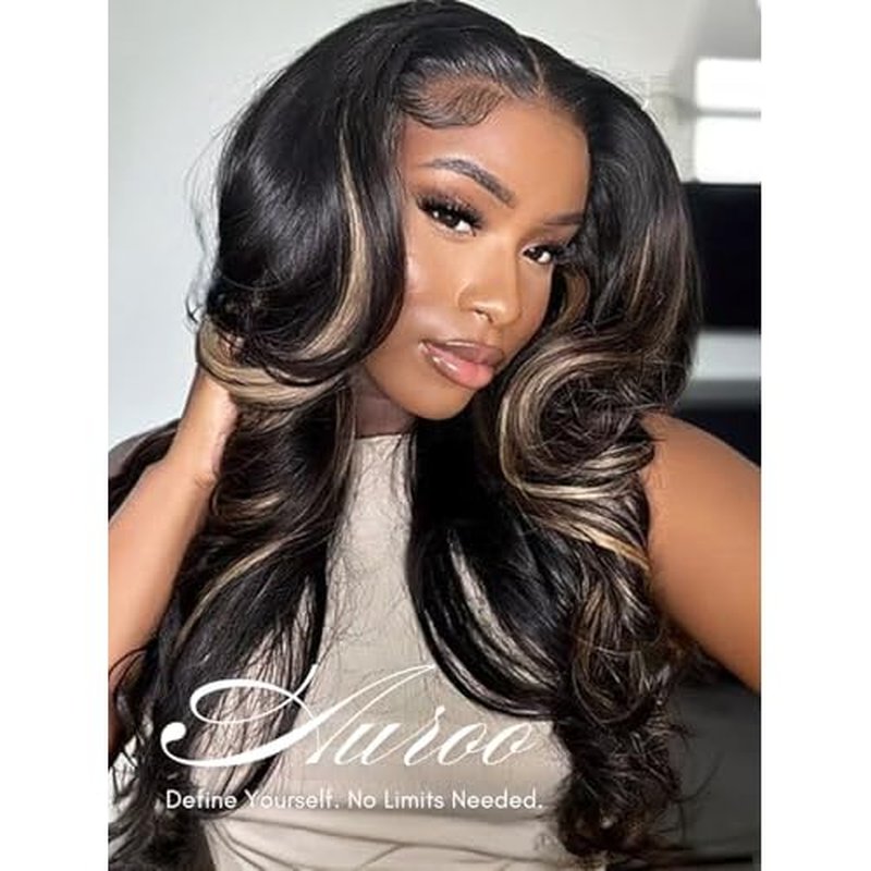 Platinum Blonde Highlight Black Mix Color Bundles Body Wave Human Hair, 100% Brazilian Remy Hair Thick Track Bundles #F1B/613 Ombre Skunk Stripe Balayage More Silver (3 Bundles, 10 12 14 Inch)