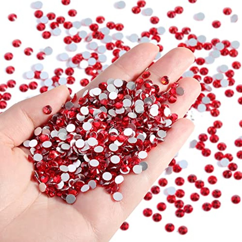 Beadsland Flatback Rhinestones Bulk, 2880pcs Red Rhinestones for Crafts Clothes DIY Decoration, Light Siam, SS30, 6.3-6.5mm