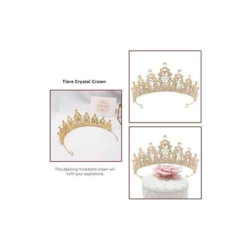 Crown, Wedding Tiara, White Crystal Crown, Wedding Tiara for Women, Rhinestone Headband, Women Girls Crowns Tiaras for Bridal Wedding Prom, Rhinestone Princess Tiaras for Bridal Headband Birthday Party Prom Cos-play Costume Christmas