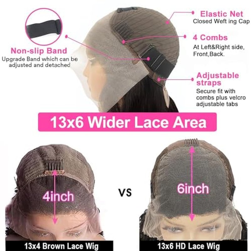 Deep Wave Lace Front Wigs Human Hair Wigs for Women 13¡¿6 HD Lace Front Wigs Human Hair Pre Plucked with Baby Hair Deep Curly Lace Frontal Wigs Human Hair 180% Density 26 Inch