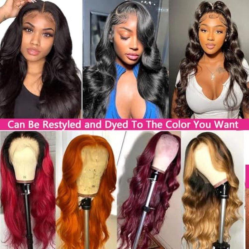 200% Density 13x6 Lace Front Wigs Human Hair Body Wave Human Hair Wig For Women HD Transparent Lace frontal Natural BlackWigs Pre Plucked 26 Inch