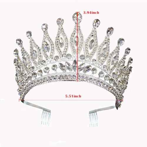 Silver Crystal Tiara Crowns Rhinestone Crown with Combs for Women and Girls Crystal Queen Headbands Princess Headpieces Wedding Hair Accessories Bride Rhinestone for Pageant Birthday Prom