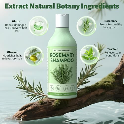 Biotin & Rosemary Hair Growth Shampoo?Natural Formula for Thinning Hair & Hair Loss, Promotes Thicker, Fuller Hair,Hair Growth Shampoo for Men and Women - 10.15 fl OZ