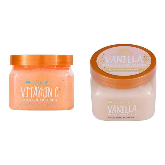 Tree Hut Vitamin C and Vanilla Shea Sugar Body Scrubs, Both 18 oz, Ultra Hydrating and Exfoliating