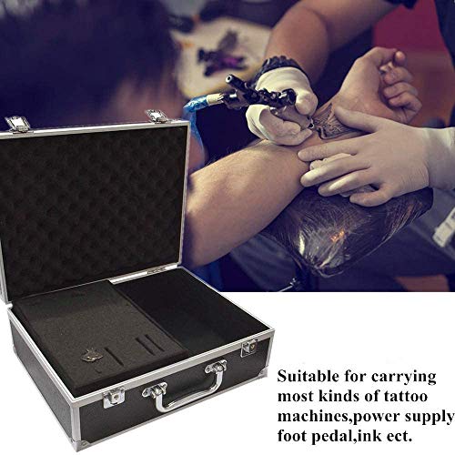 Large Tattoo Case Tattoo Kit Box - Aluminum Traveling Convention Carry Case (Silver)